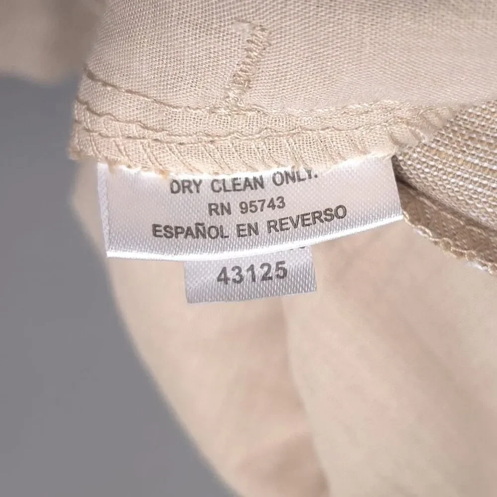 Tasso Elba‎ 100% Linen Pants Khaki 38W 30L Casual Dress Flat Front Lightweight
